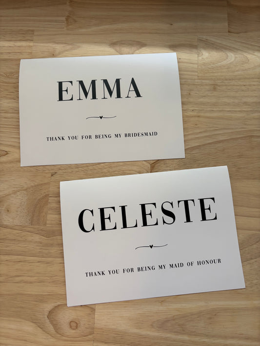 Thank you Modern Bridesmaid Card