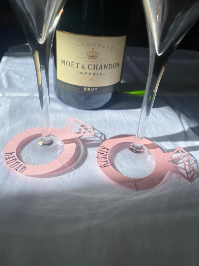 Personalised Pink Champagne/Wine Glass Name Tag